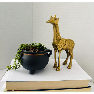 Vintage Brass Giraffe Paperweight, Small Office Decor, 1970s Collectible